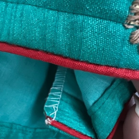 Lashkaraa Teal and Red Saree - Picture 6 of 9